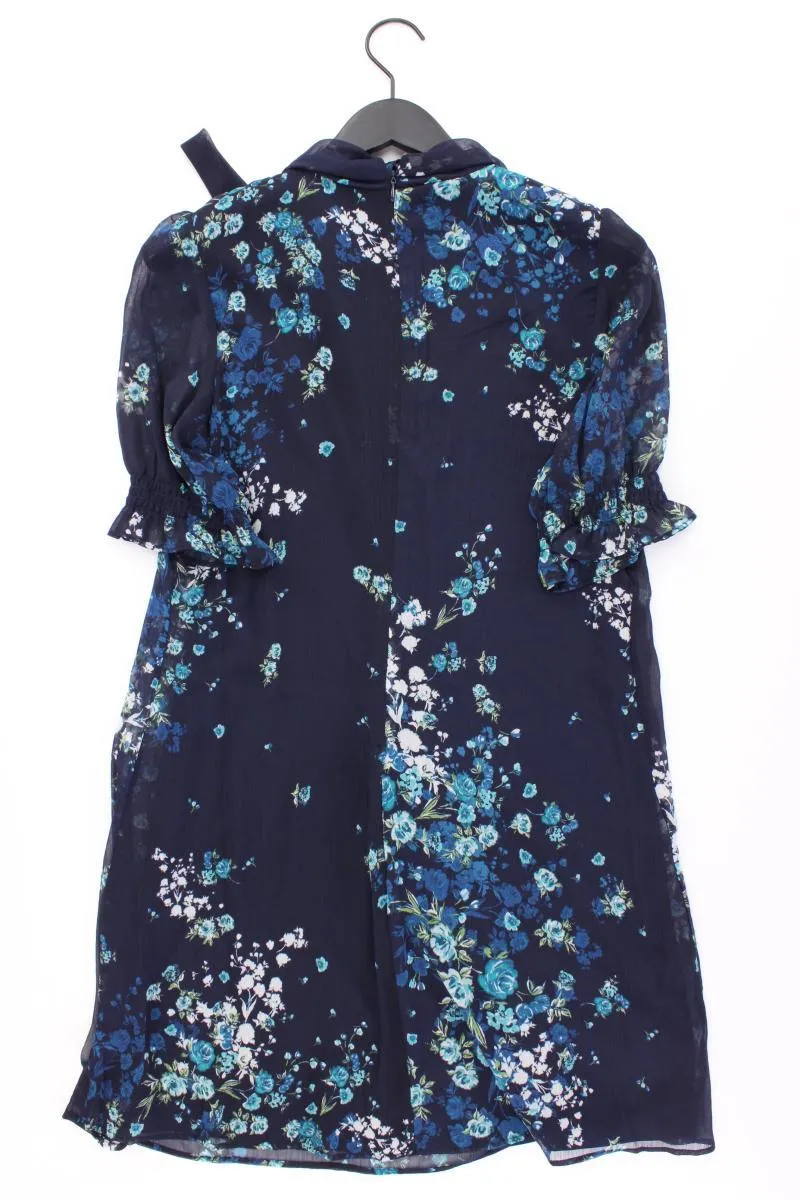 DKNY Chiffonkleid Gr. 40 mit Blumenmuster Kurzarm blau aus Polyester