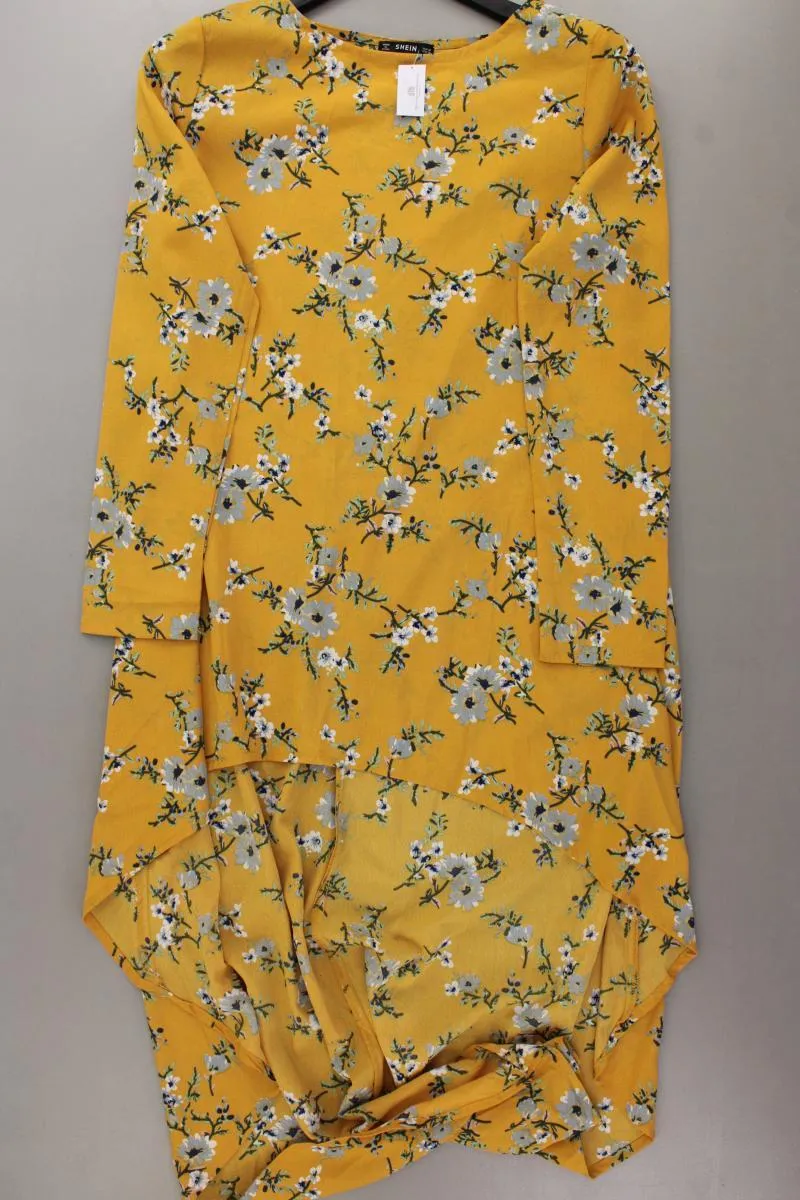 Shein Vokuhila Kleid Gr. M mit Blumenmuster Langarm gelb aus Polyester
