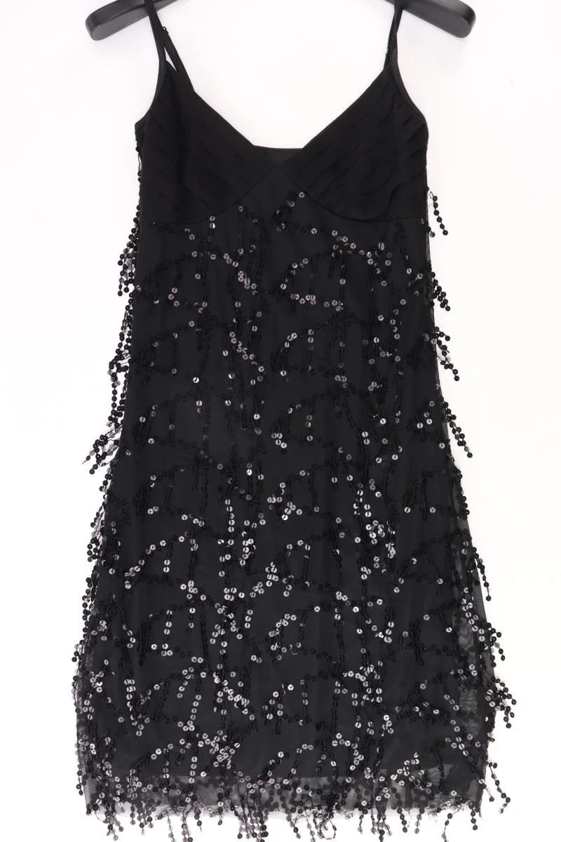 Ana Alcazar Abendkleid Gr. 38 Träger mit Pailletten schwarz aus Polyester