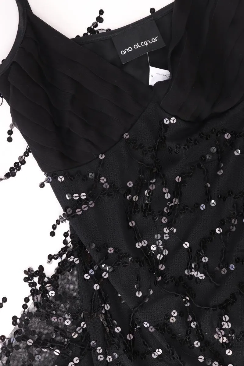 Ana Alcazar Abendkleid Gr. 38 Träger mit Pailletten schwarz aus Polyester