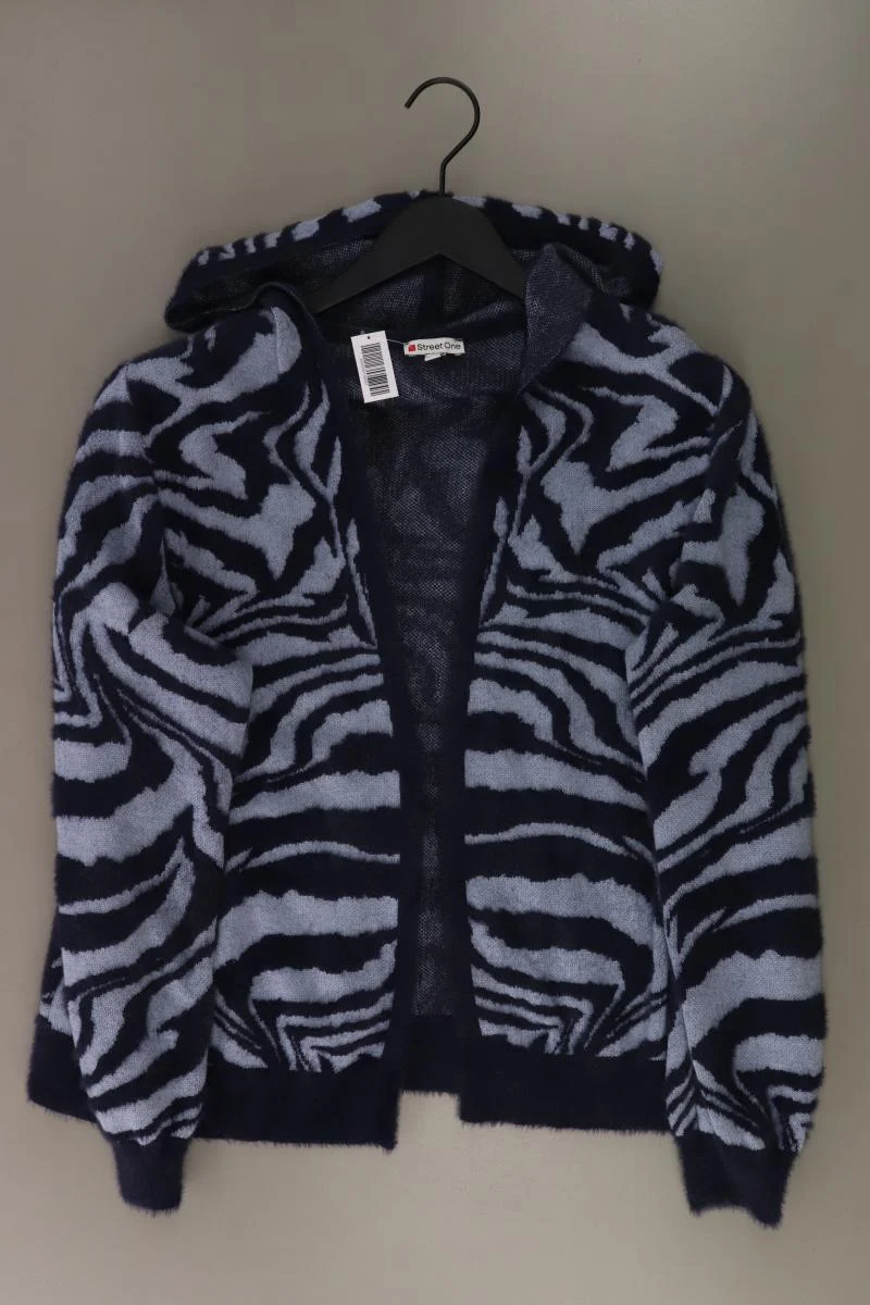 Street One Strickjacke Gr. 40 mit Tierdruck Langarm blau