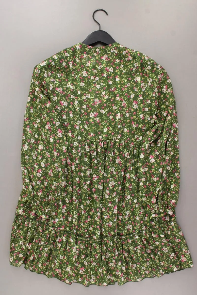 Zara Langarmkleid Gr. S mit Blumenmuster neuwertig grün aus Polyester