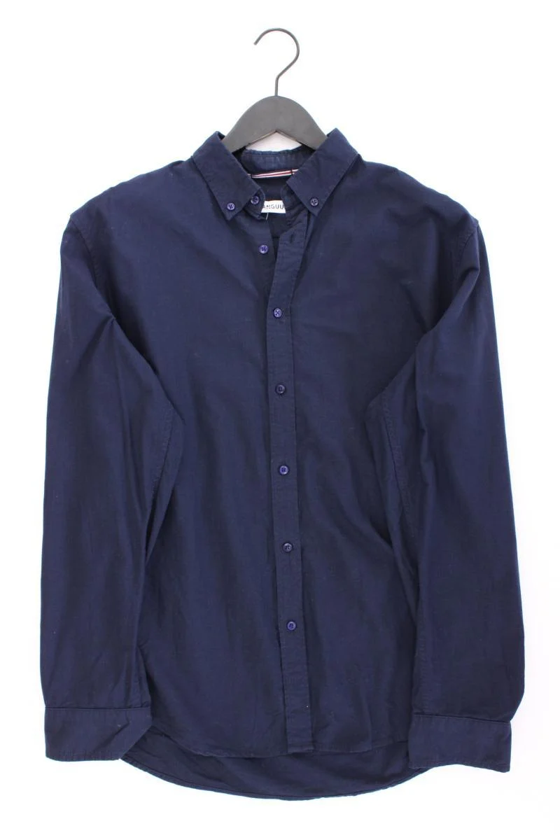 Manguun Langarmhemd für Herren Gr. Hemdgröße 39/40 blau aus Baumwolle