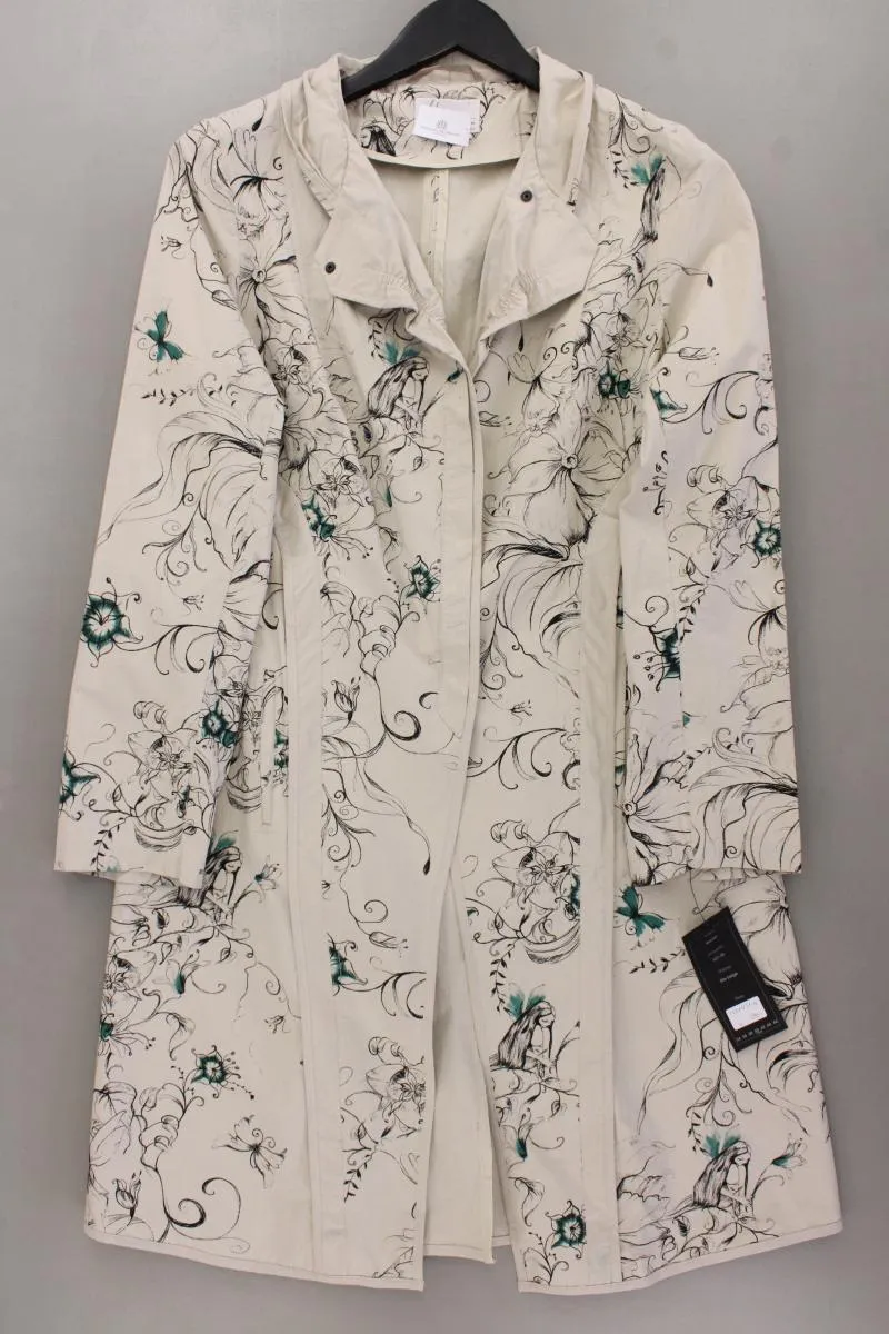 Beate Heymann Übergangsmantel Gr. 40 mit Blumenmuster neu mit Etikett creme