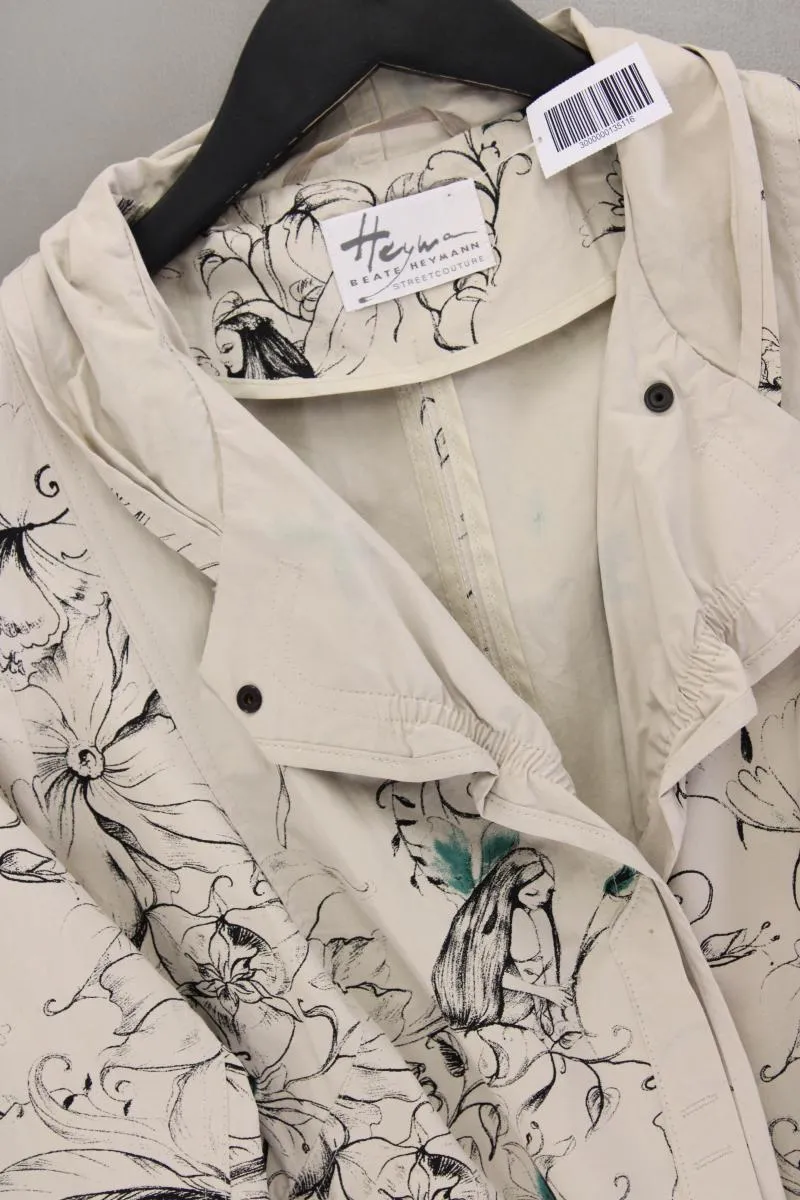 Beate Heymann Übergangsmantel Gr. 40 mit Blumenmuster neu mit Etikett creme