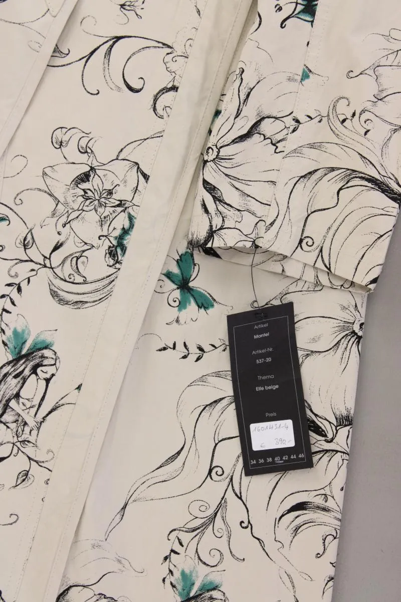Beate Heymann Übergangsmantel Gr. 40 mit Blumenmuster neu mit Etikett creme
