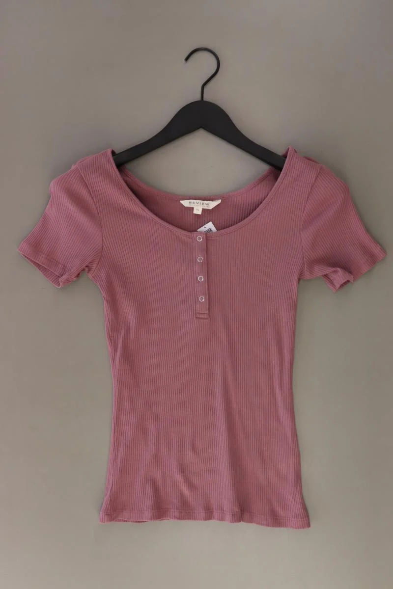 Review T-Shirt Gr. XL Kurzarm rosa aus Baumwolle