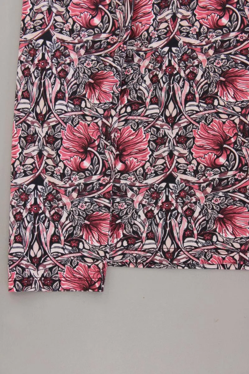 comma, Shirt mit V-Ausschnitt Gr. 44 mit Blumenmuster Langarm rot aus Polyester