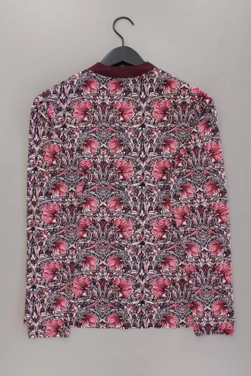 comma, Shirt mit V-Ausschnitt Gr. 44 mit Blumenmuster Langarm rot aus Polyester