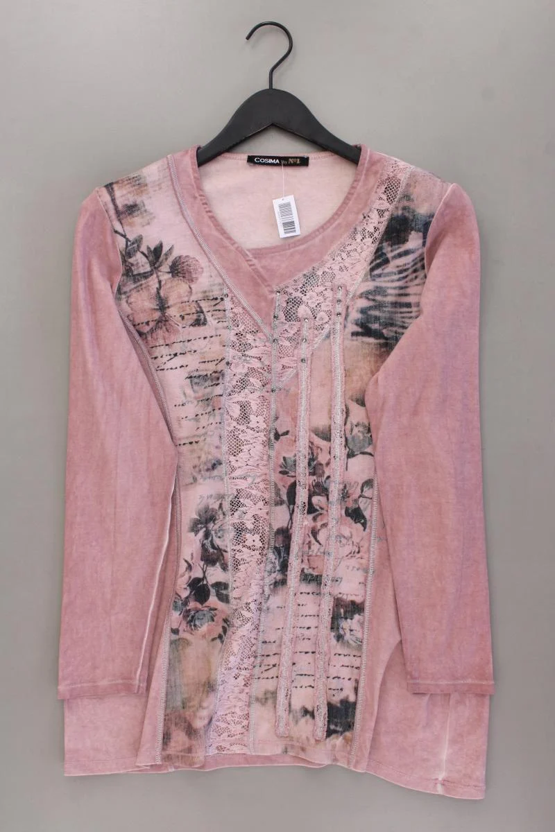 Cosima Longsleeve-Shirt Gr. 44 mit Blumenmuster Langarm rosa aus Baumwolle