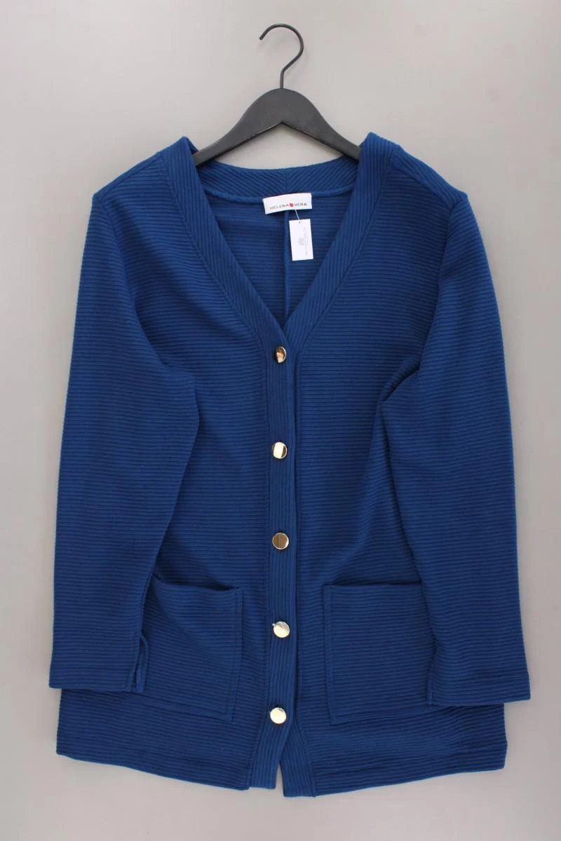 Helena Vera Strickjacke Gr. 46 Langarm blau aus Polyester