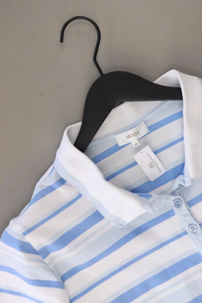 Mona Poloshirt Gr. 44 gestreift Kurzarm blau aus Baumwolle