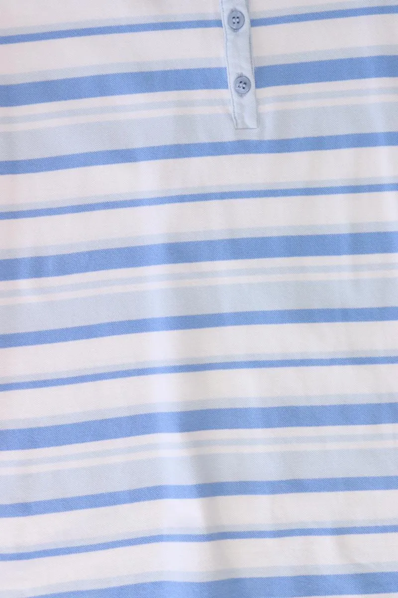 Mona Poloshirt Gr. 44 gestreift Kurzarm blau aus Baumwolle