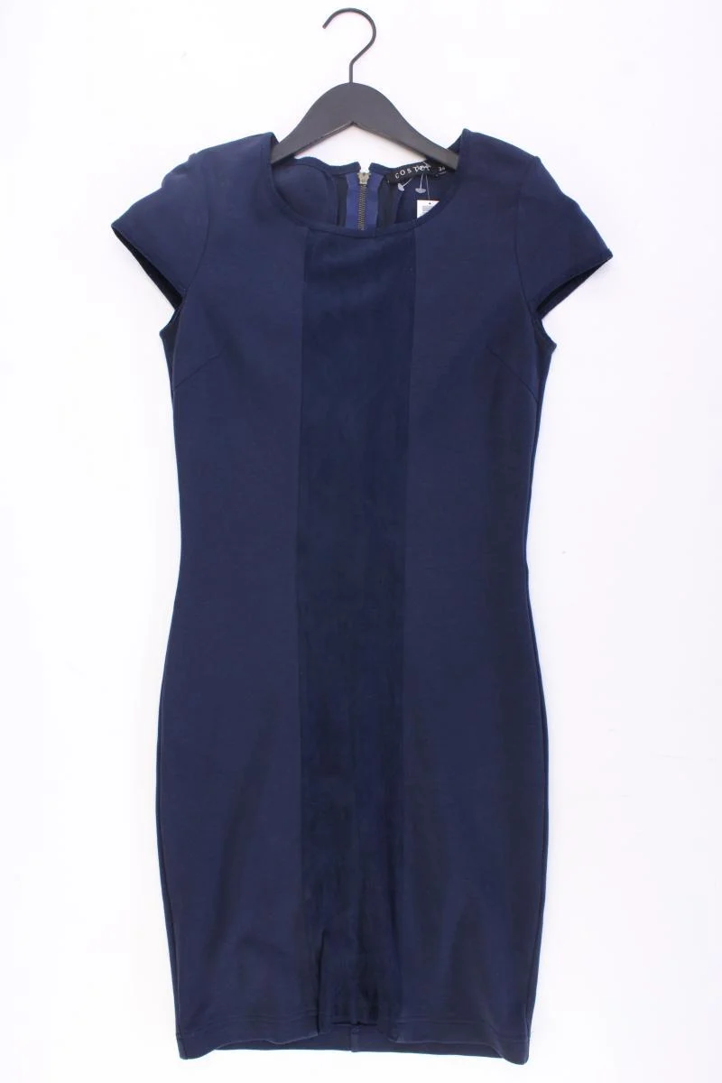 COSTES Etuikleid Gr. 34 Kurzarm blau aus Baumwolle