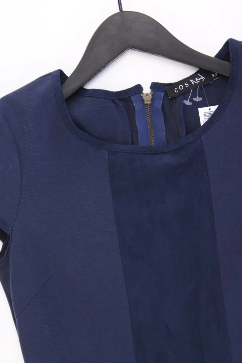 COSTES Etuikleid Gr. 34 Kurzarm blau aus Baumwolle