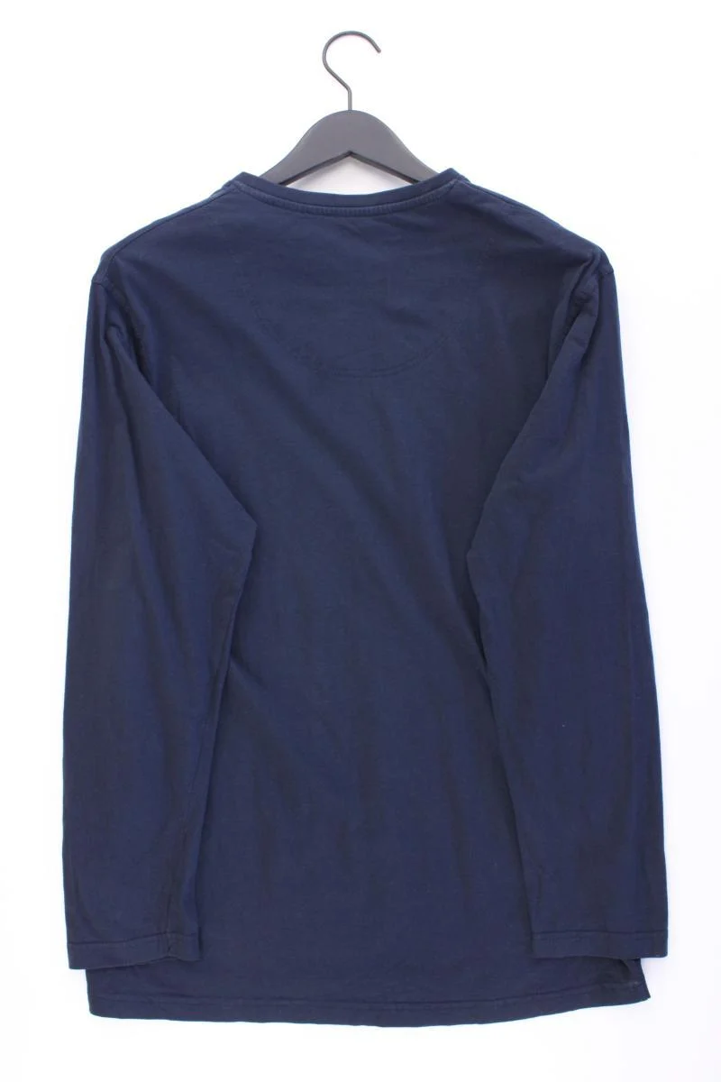Bugatti Shirt mit V-Ausschnitt für Herren Gr. 52 Langarm blau aus Baumwolle
