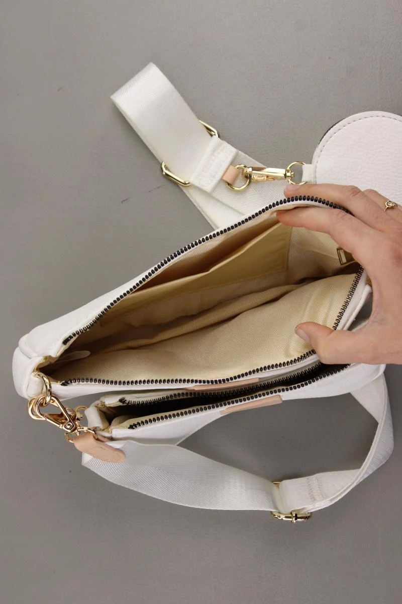 3-in-1 Tasche weiß aus Kunstleder