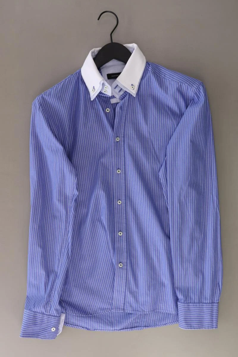 Selected Homme Langarmhemd für Herren Gr. S gestreift blau aus Baumwolle