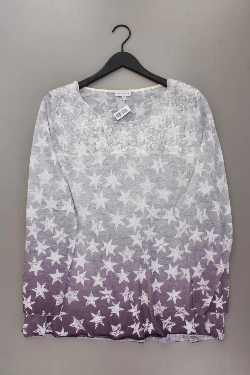 Gina Laura Feinstrickpullover Gr. XXL mit Pailletten grau aus Polyester