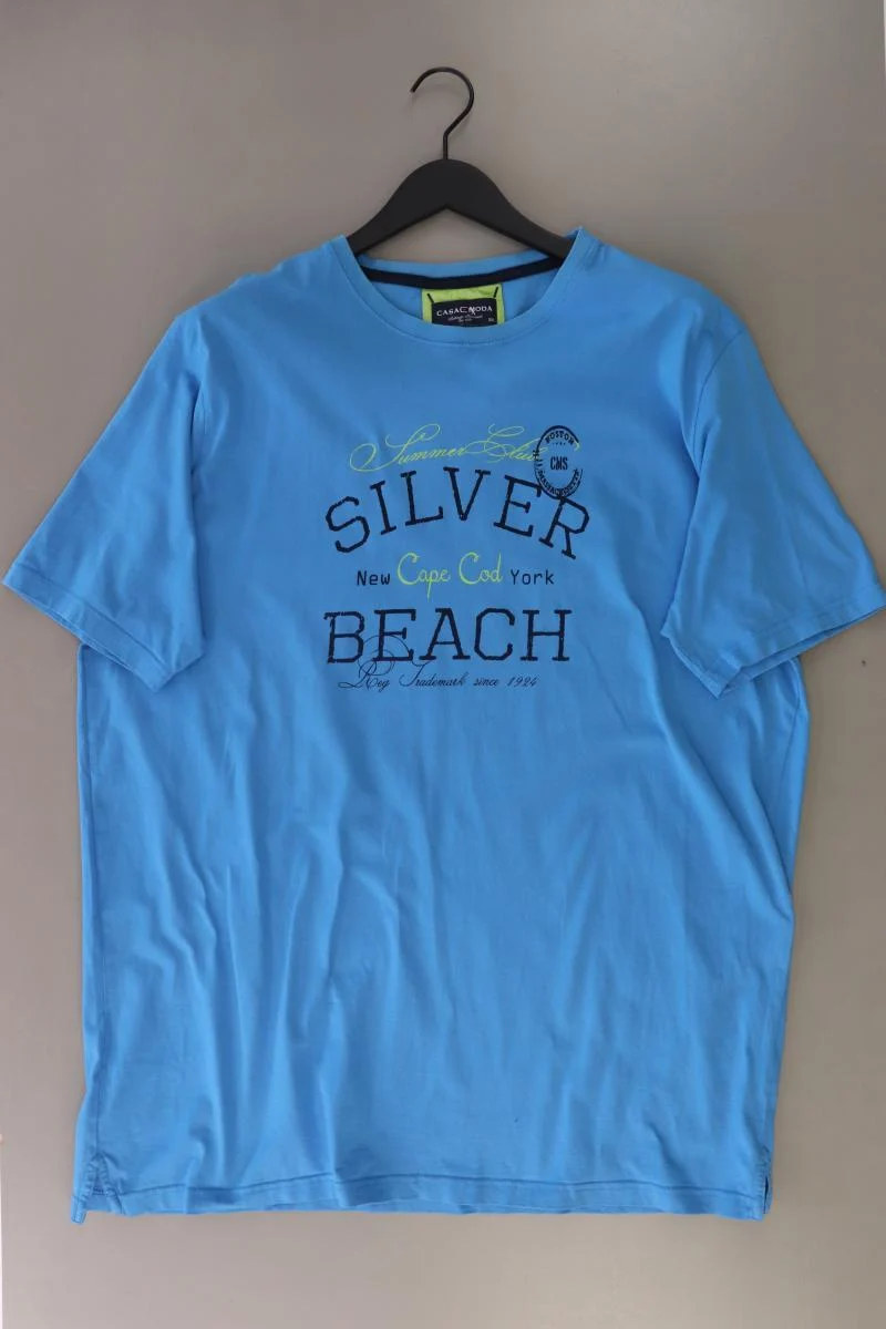 Casa Moda Printshirt für Herren Gr. XXXL Kurzarm blau aus Baumwolle