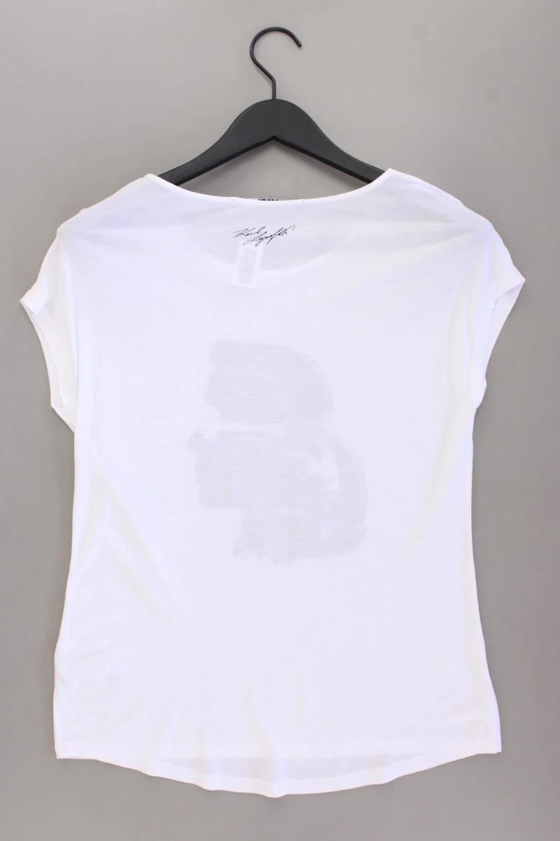Karl Lagerfeld Printshirt Gr. XS Kurzarm weiß aus Viskose