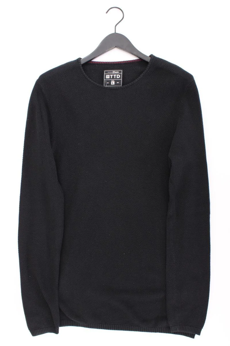 Tom Tailor (Denim) Feinstrickpullover für Herren Gr. L schwarz aus Baumwolle