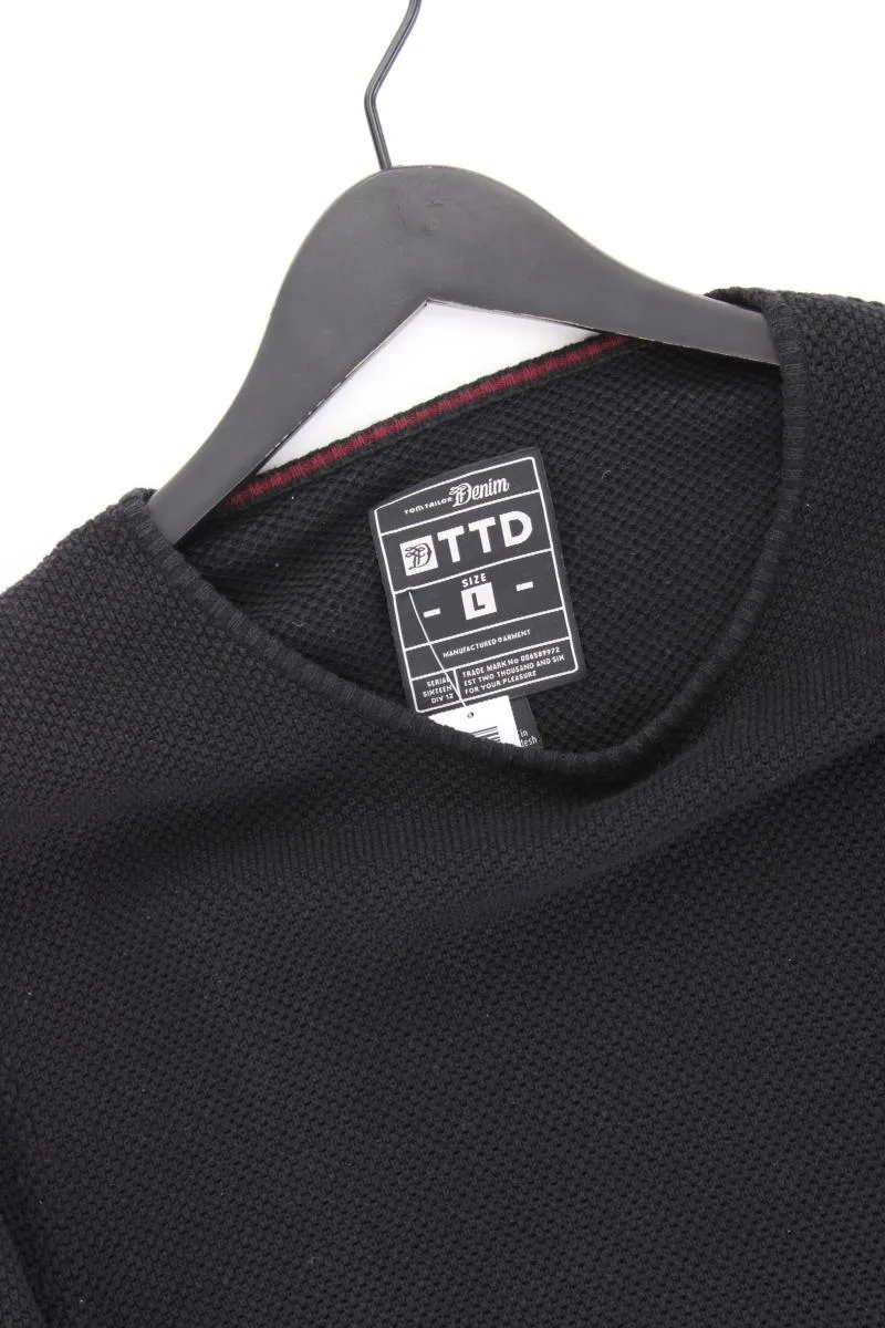 Tom Tailor (Denim) Feinstrickpullover für Herren Gr. L schwarz aus Baumwolle