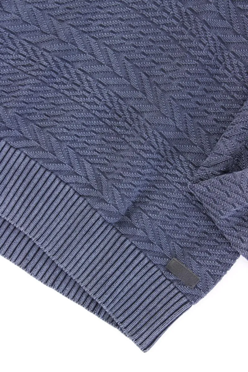 Garcia Jeans Feinstrickpullover für Herren Gr. L blau aus Baumwolle