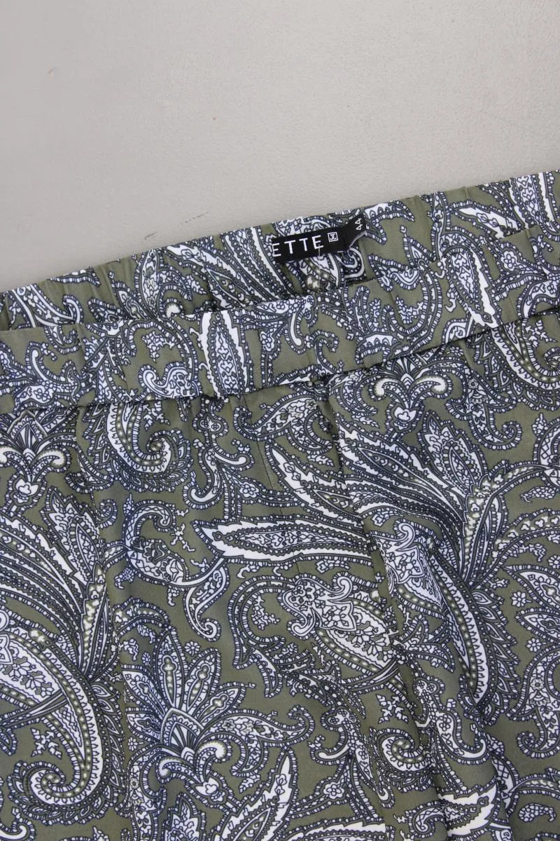 Jette Stretchhose Gr. 44 mit Paisleymuster olivgrün aus Polyester