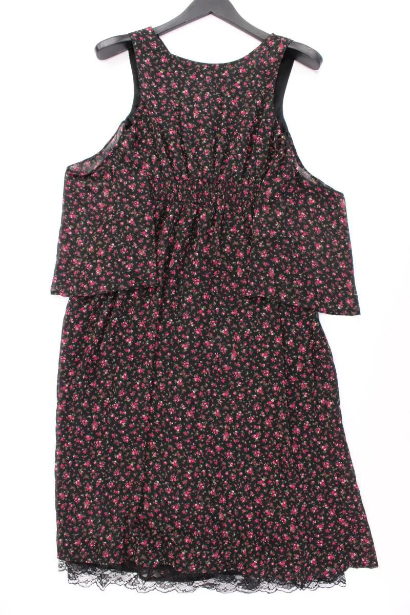 Clockhouse Chiffonkleid Gr. 38 mit Blumenmuster 3/4 Ärmel schwarz aus Polyester