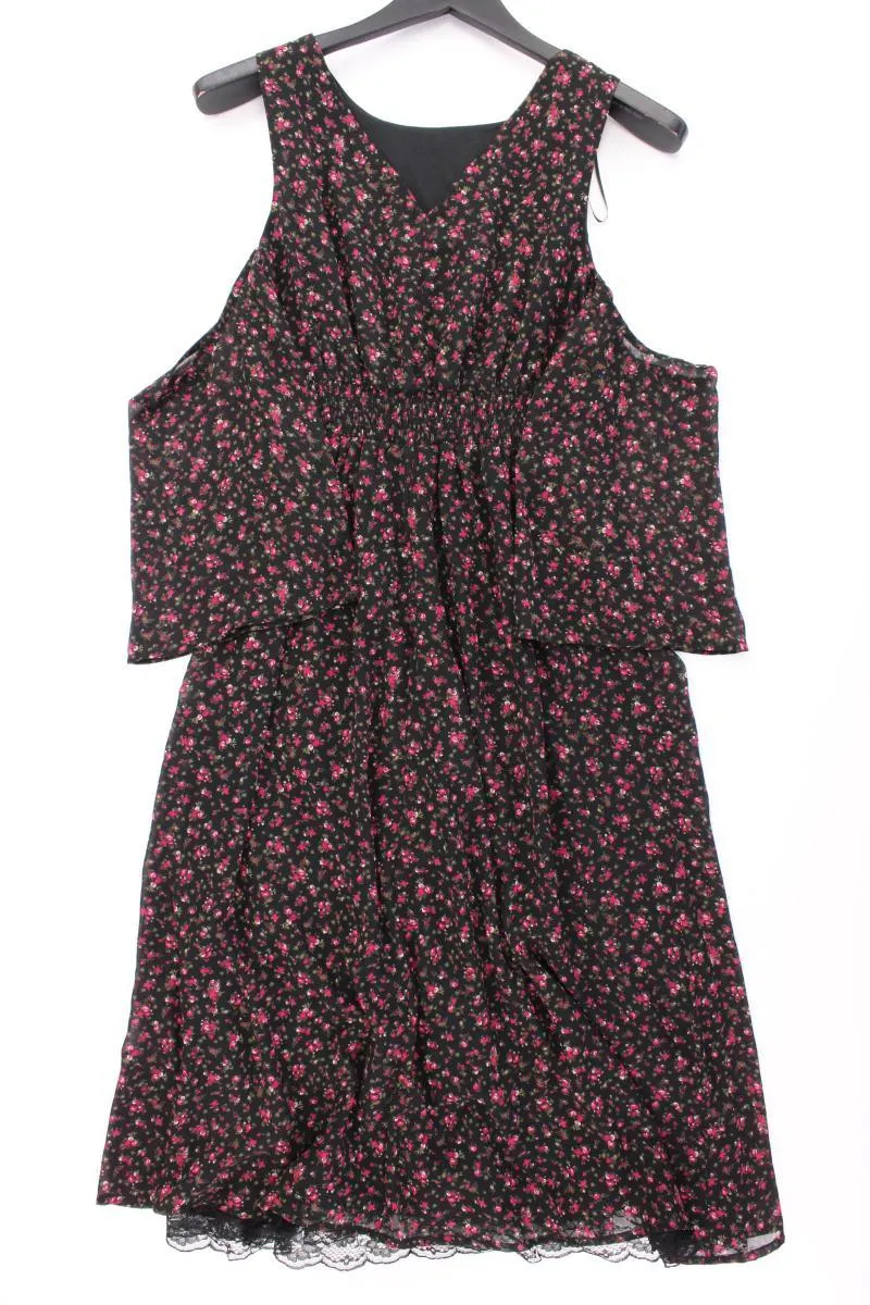 Clockhouse Chiffonkleid Gr. 38 mit Blumenmuster 3/4 Ärmel schwarz aus Polyester