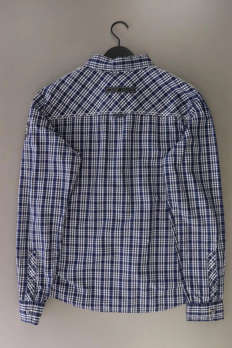 Camp David Langarmhemd für Herren Gr. M/L gestreift blau aus Baumwolle
