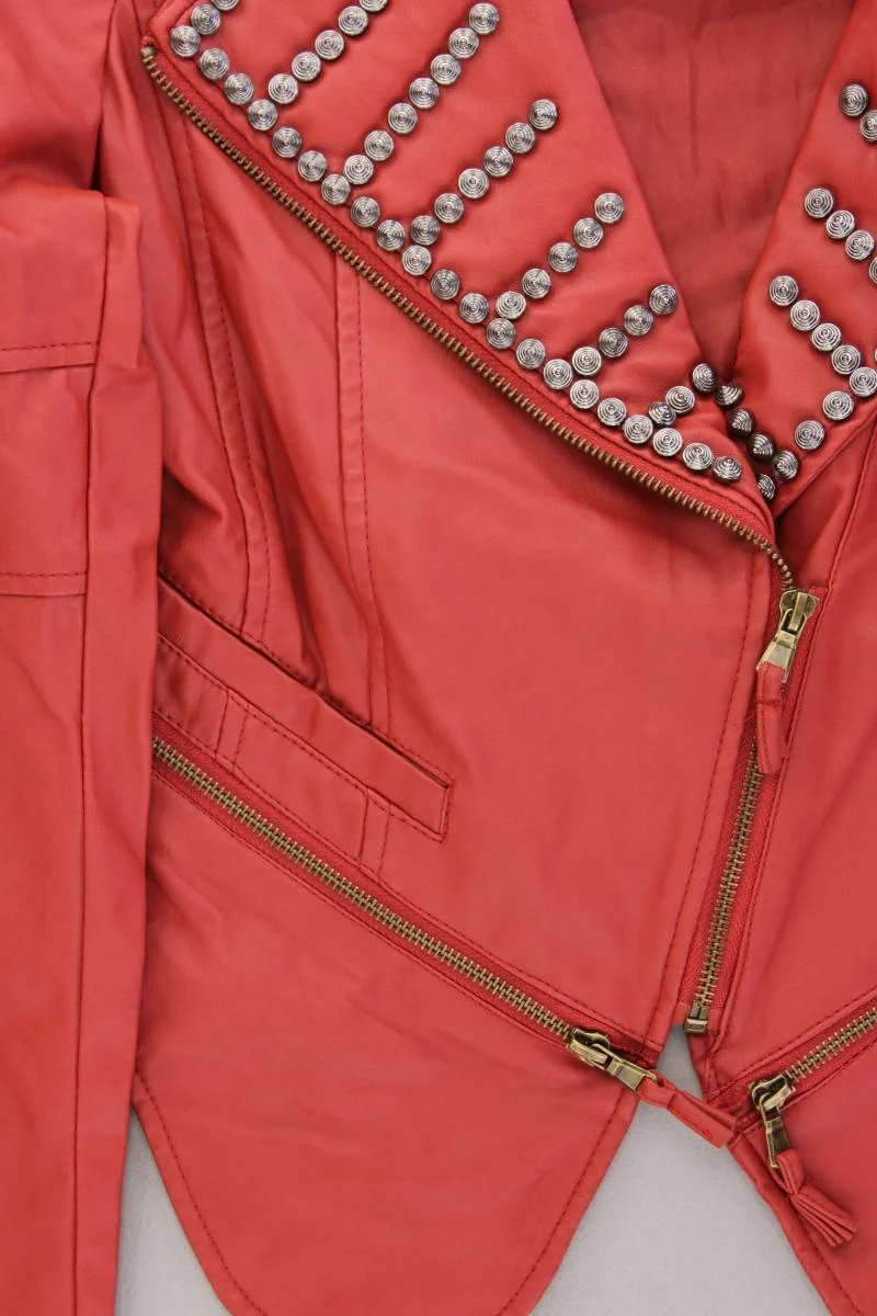 Kunstlederjacke Gr. M neuwertig mit Nieten rot aus Polyurethan