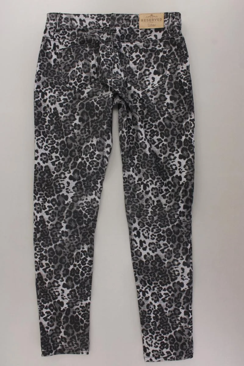 Reserved Five-Pocket-Hose Gr. 38 mit Tierdruck grau aus Baumwolle