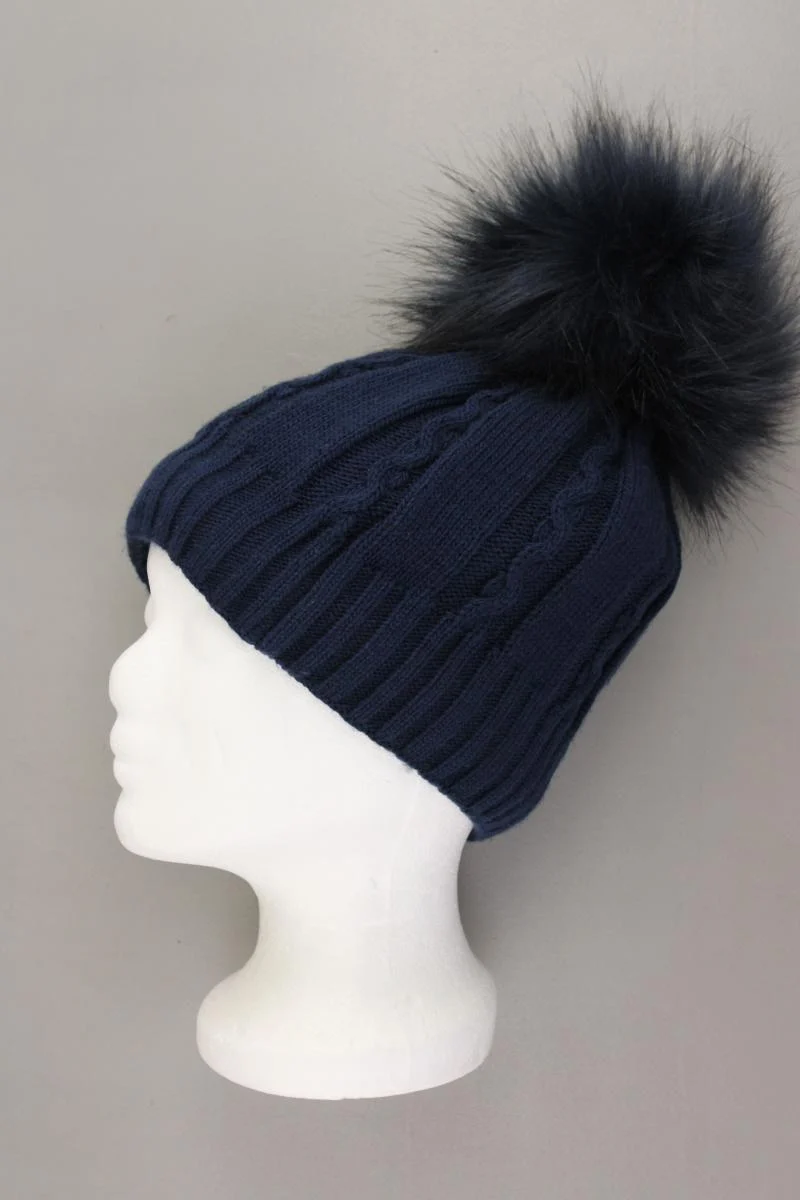 Achti Mütze mit Wolle neuwertig blau aus Polyacryl