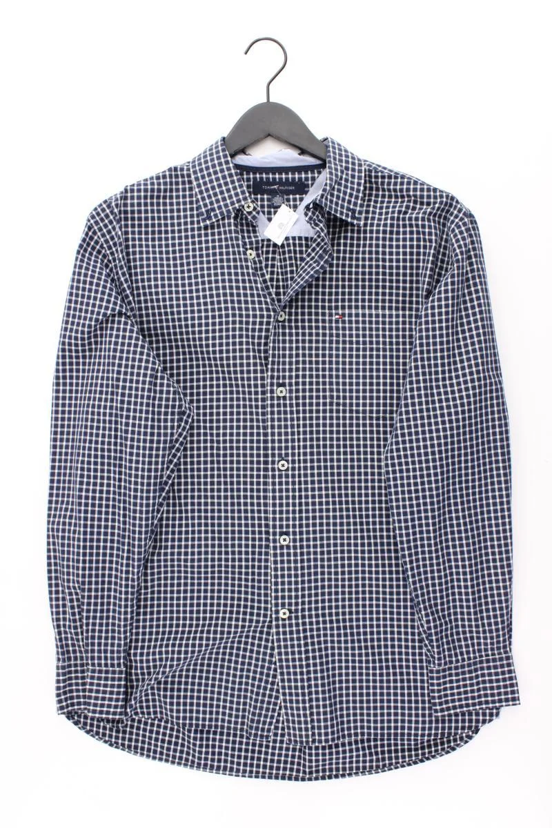 Tommy Hilfiger Langarmhemd für Herren Gr. M geometrisches Muster blau