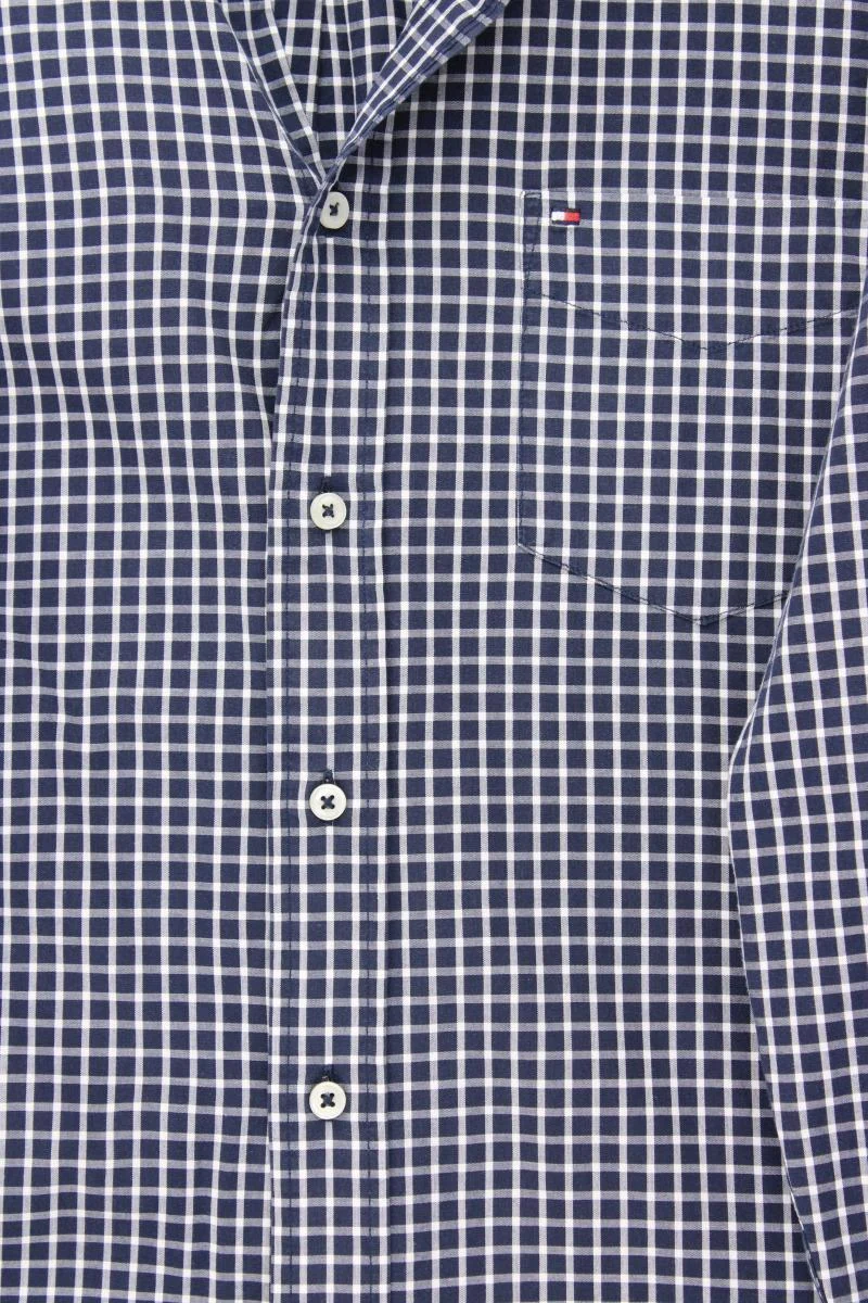 Tommy Hilfiger Langarmhemd für Herren Gr. M geometrisches Muster blau
