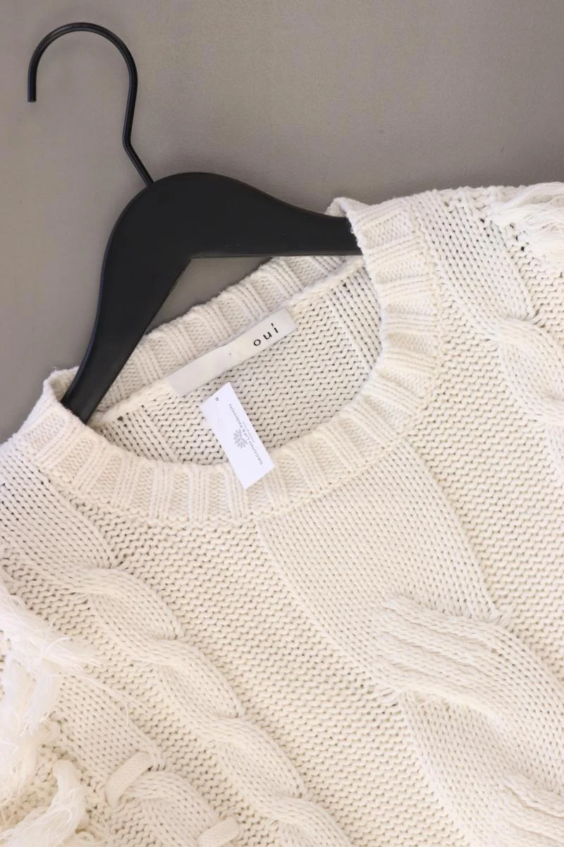 Oui Grobstrickpullover Gr. 40 weiß aus Baumwolle