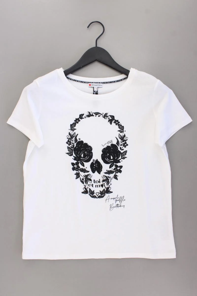 Street One Printshirt Gr. 36 neuwertig Kurzarm weiß aus Baumwolle