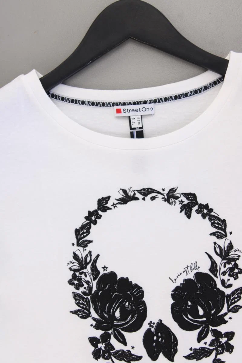 Street One Printshirt Gr. 36 neuwertig Kurzarm weiß aus Baumwolle