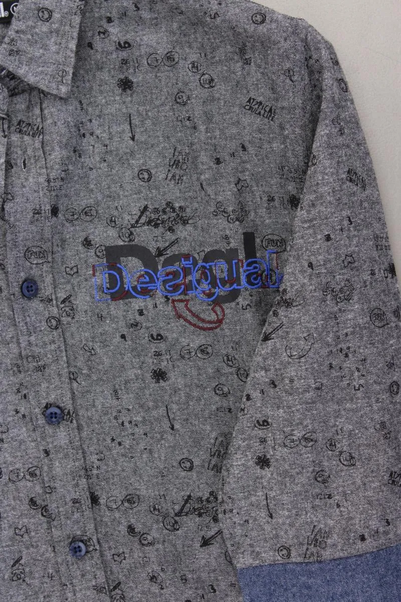 Desigual Langarmhemd für Herren Gr. M neuwertig grau aus Baumwolle