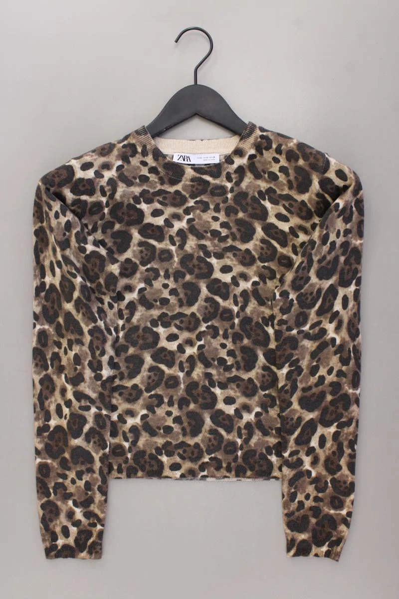 Zara Feinstrickpullover Gr. M mit Tierdruck braun aus Polyacryl