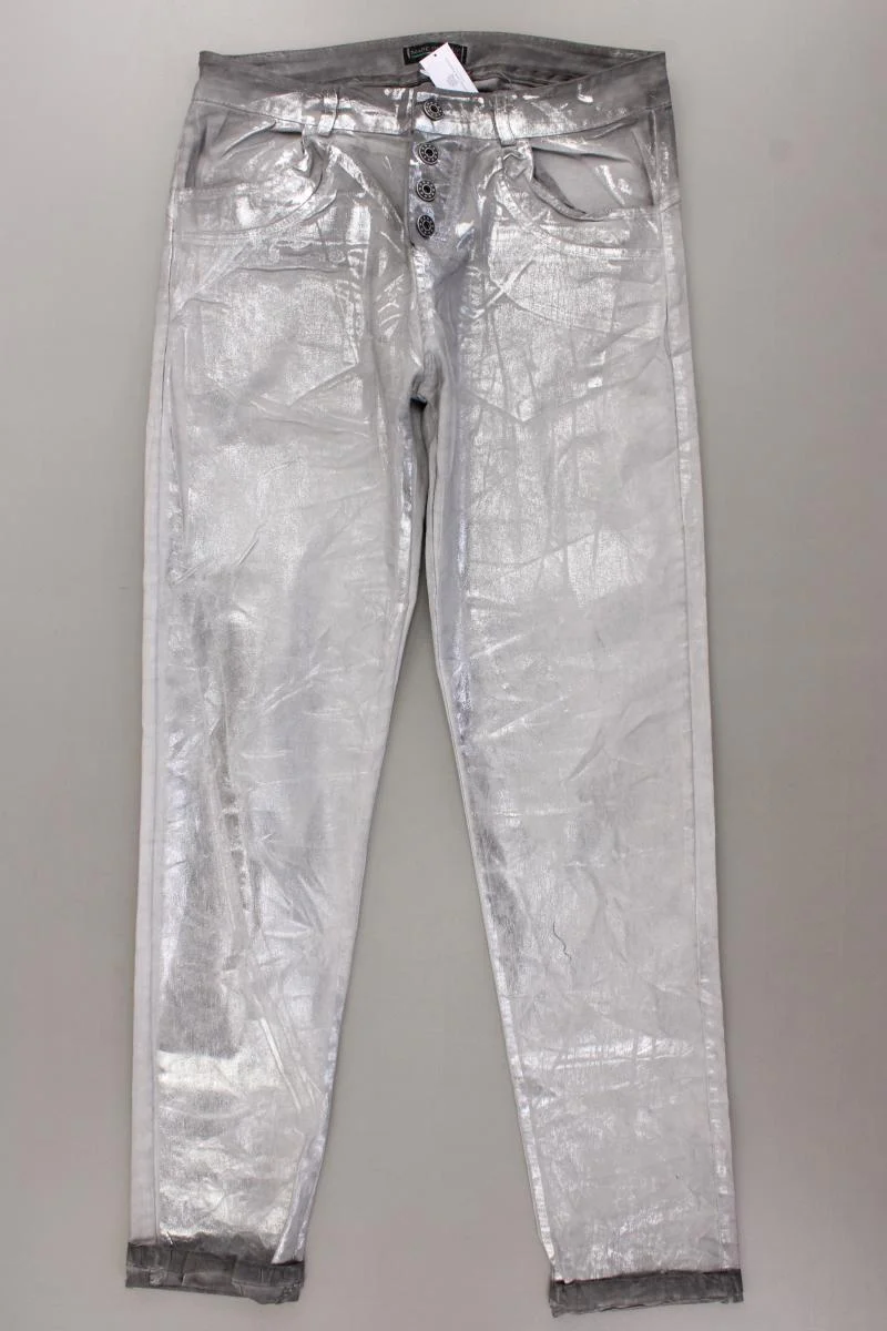 Made in Italy Hose Gr. M neuwertig mit Glitzer silber aus Baumwolle