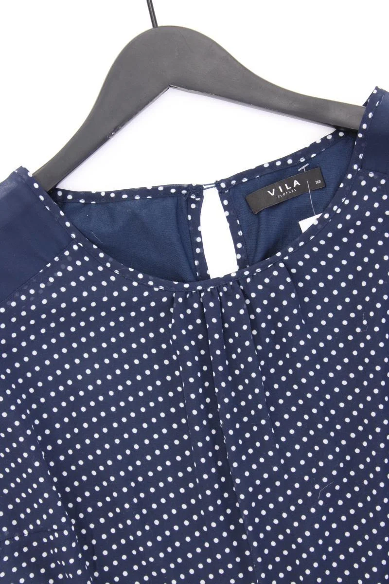 Vila Kurzarmkleid Gr. XS gepunktet mit Gürtel blau aus Polyester