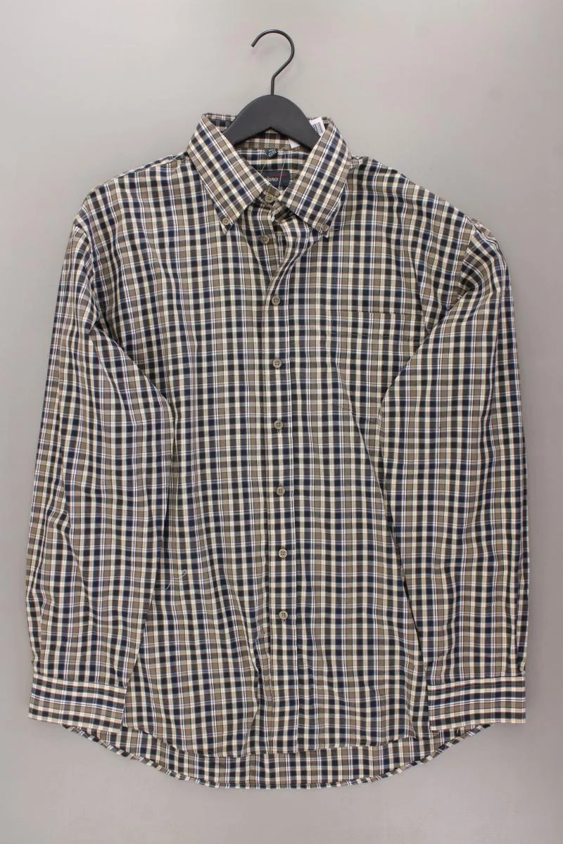 Luciano Hemd für Herren Gr. Hemdgröße 43/44 kariert Langarm braun aus Polyester