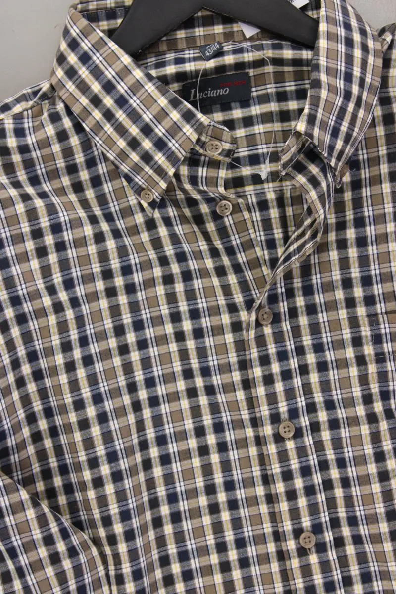 Luciano Hemd für Herren Gr. Hemdgröße 43/44 kariert Langarm braun aus Polyester