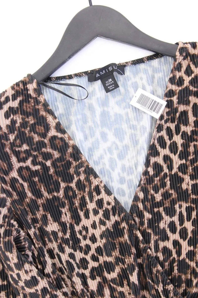Amisu Langarmkleid Gr. 38 mit Tierdruck neuwertig braun aus Polyester