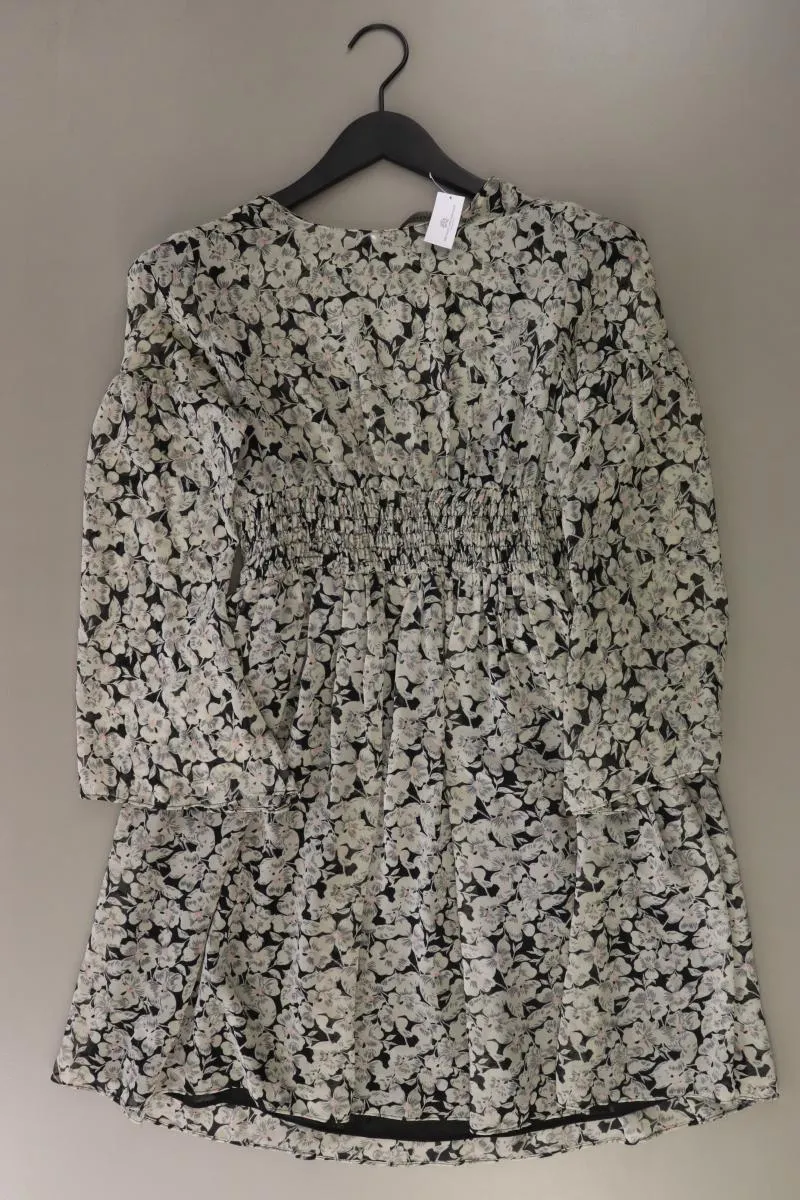 Zara Langarmkleid Gr. S mit Blumenmuster grau