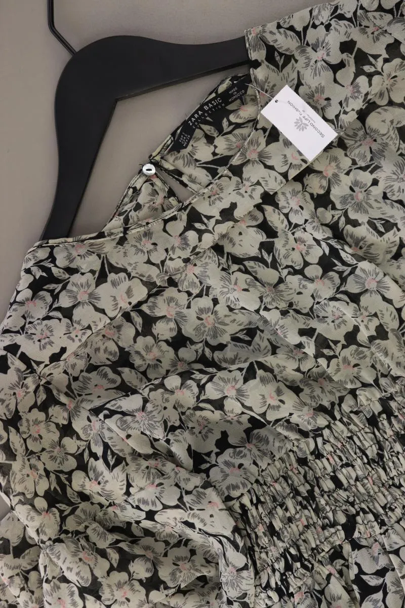 Zara Langarmkleid Gr. S mit Blumenmuster grau