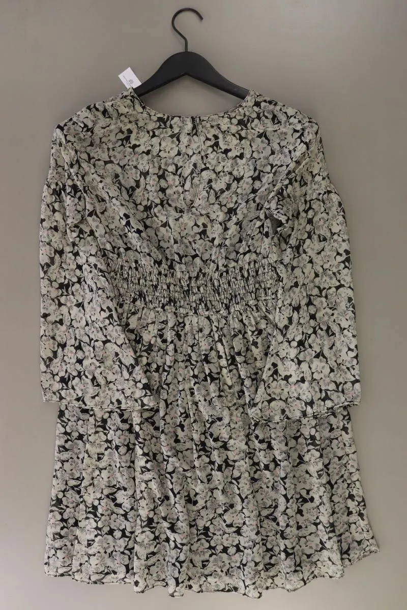 Zara Langarmkleid Gr. S mit Blumenmuster grau